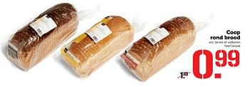 Aanbiedingen Coop rond brood - Huismerk - Coop - Geldig van 28/11/2016 tot 04/12/2016 bij Coop