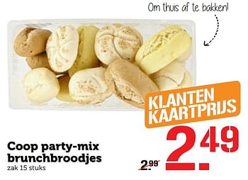 Aanbiedingen Coop party-mix brunchbroodjes - Huismerk - Coop - Geldig van 28/11/2016 tot 04/12/2016 bij Coop