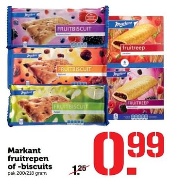 Aanbiedingen Markant fruitrepen of biscuits - Markant - Geldig van 28/11/2016 tot 04/12/2016 bij Coop