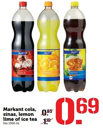 Aanbiedingen Markant cola, sinas, lemon lime of ice tea - Markant - Geldig van 28/11/2016 tot 04/12/2016 bij Coop