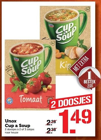 Aanbiedingen Unox cup a soup - Unox - Geldig van 28/11/2016 tot 04/12/2016 bij Coop