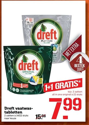 Aanbiedingen Dreft vaatwastabletten - Dreft - Geldig van 28/11/2016 tot 04/12/2016 bij Coop