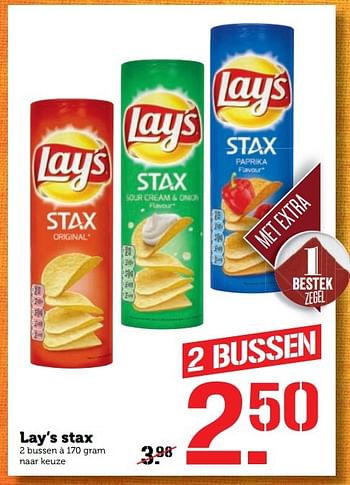 Aanbiedingen Lay`s stax - Lay's - Geldig van 28/11/2016 tot 04/12/2016 bij Coop