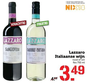Aanbiedingen Lazzaro italiaanse wijn - Rode wijnen - Geldig van 28/11/2016 tot 04/12/2016 bij Coop