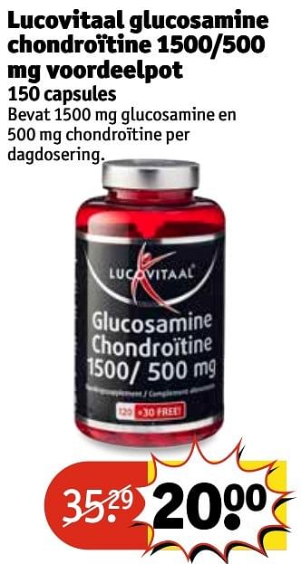 Aanbiedingen Lucovitaal glucosamine chondroïtine 1500-500 mg voordeelpot - Lucovitaal - Geldig van 29/11/2016 tot 04/12/2016 bij Kruidvat