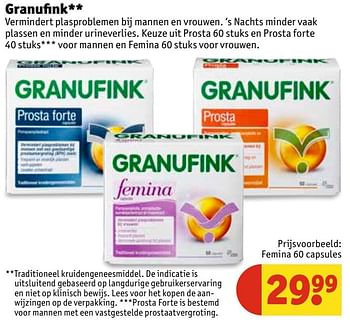 Aanbiedingen Granufink femina - Granufink - Geldig van 29/11/2016 tot 04/12/2016 bij Kruidvat