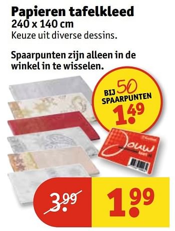 Aanbiedingen Papieren tafelkleed - Huismerk - Kruidvat - Geldig van 29/11/2016 tot 04/12/2016 bij Kruidvat