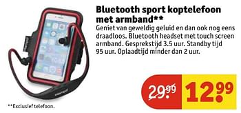 Aanbiedingen Bluetooth sport koptelefoon met armband - Huismerk - Kruidvat - Geldig van 29/11/2016 tot 04/12/2016 bij Kruidvat