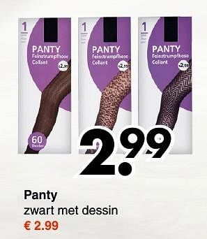 Aanbiedingen Panty zwart met dessin - Huismerk - Wibra - Geldig van 28/11/2016 tot 10/12/2016 bij Wibra