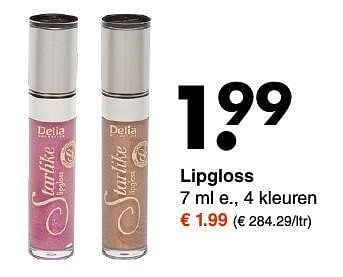 Aanbiedingen Lipgloss - Delia Cosmetics - Geldig van 28/11/2016 tot 10/12/2016 bij Wibra