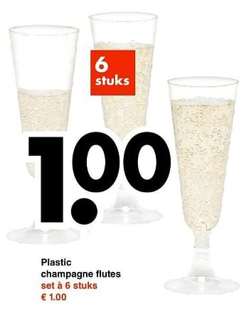 Aanbiedingen Plastic champagne flutes - Huismerk - Wibra - Geldig van 28/11/2016 tot 10/12/2016 bij Wibra