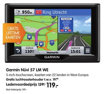 Aanbiedingen Garmin nüvi 57 lm we 5-inch-touchscreen, kaarten van 22 landen in west-europa - Garmin - Geldig van 28/11/2016 tot 11/12/2016 bij ANWB