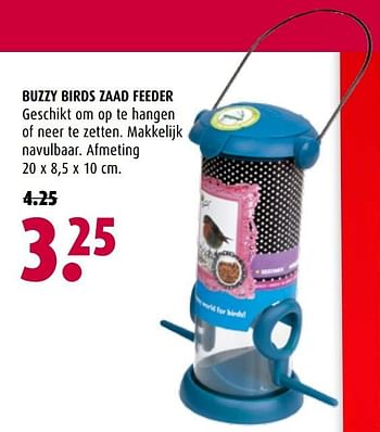 Aanbiedingen Buzzy birds zaad feeder - Huismerk - Hubo  - Geldig van 28/11/2016 tot 11/12/2016 bij Hubo