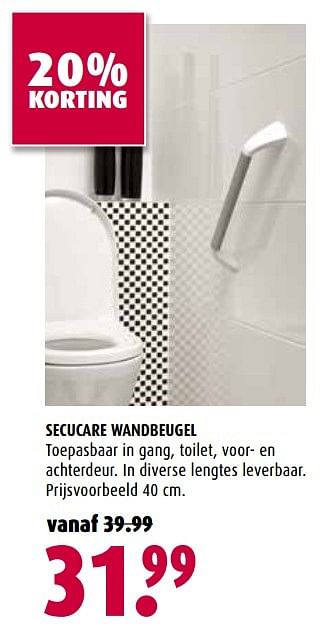 Aanbiedingen Secucare wandbeugel - Secucare - Geldig van 28/11/2016 tot 11/12/2016 bij Hubo