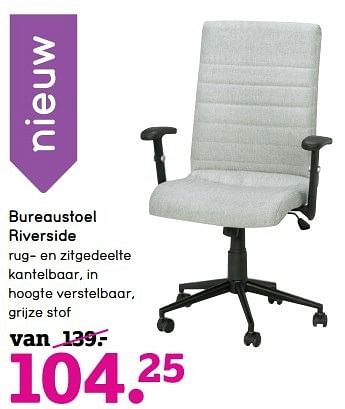 Aanbiedingen Bureaustoel riverside - Huismerk - Leen Bakker - Geldig van 28/11/2016 tot 11/12/2016 bij Leen Bakker