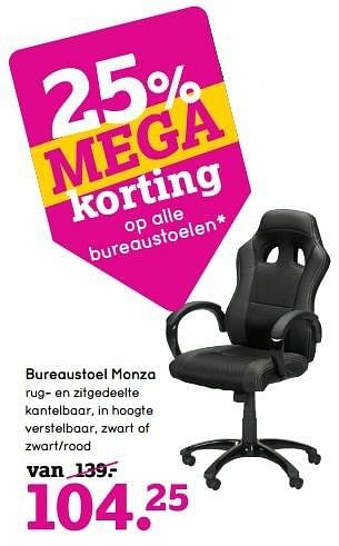 Aanbiedingen Bureaustoel monza - Huismerk - Leen Bakker - Geldig van 28/11/2016 tot 11/12/2016 bij Leen Bakker