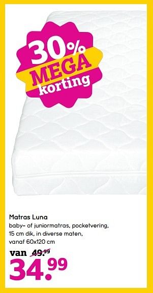 Aanbiedingen Matras luna - Huismerk - Leen Bakker - Geldig van 28/11/2016 tot 11/12/2016 bij Leen Bakker