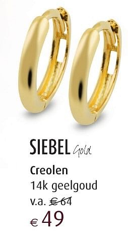 Aanbiedingen Creolen - Huismerk - Siebel Juweliers - Geldig van 27/11/2016 tot 24/12/2016 bij Siebel Juweliers