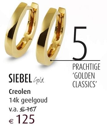 Aanbiedingen Creolen - Huismerk - Siebel Juweliers - Geldig van 27/11/2016 tot 24/12/2016 bij Siebel Juweliers