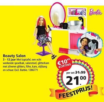 Aanbiedingen Beauty salon - Mattel - Geldig van 26/11/2016 tot 11/12/2016 bij Intertoys
