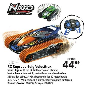 Aanbiedingen Rc rupsvoertuig velocitrax - Nikko - Geldig van 26/11/2016 tot 11/12/2016 bij Intertoys