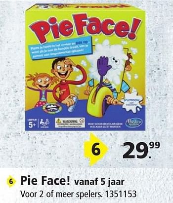 Aanbiedingen Pie face! - Hasbro - Geldig van 26/11/2016 tot 11/12/2016 bij Intertoys
