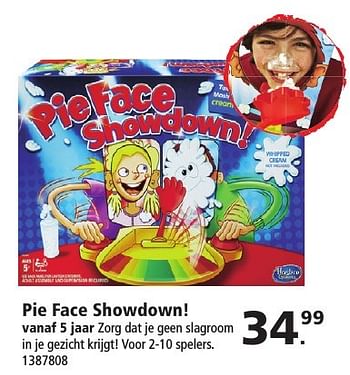 Aanbiedingen Pie face showdown! - Hasbro - Geldig van 26/11/2016 tot 11/12/2016 bij Intertoys