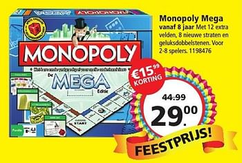 Aanbiedingen Monopoly mega - Hasbro - Geldig van 26/11/2016 tot 11/12/2016 bij Intertoys