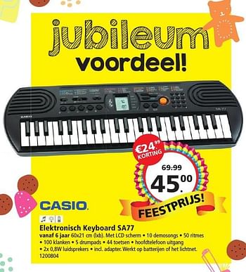 Aanbiedingen Elektronisch keyboard sa77 - Casio - Geldig van 26/11/2016 tot 11/12/2016 bij Intertoys