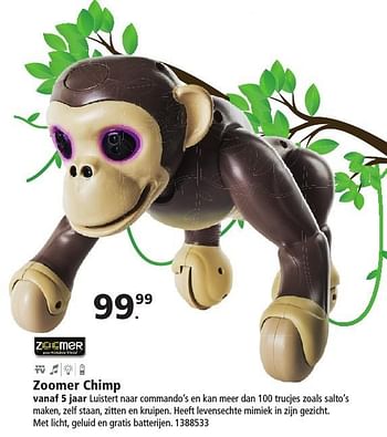 Aanbiedingen Zoomer chimp - Zoomer - Geldig van 26/11/2016 tot 11/12/2016 bij Intertoys