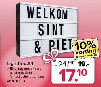 Aanbiedingen Lightbox a4 - Huismerk - Kijkshop - Geldig van 28/11/2016 tot 11/12/2016 bij Kijkshop