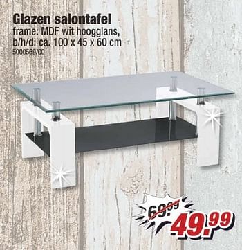 Aanbiedingen Glazen salontafel frame: mdf wit hoogglans - Huismerk - Poco - Geldig van 28/11/2016 tot 04/12/2016 bij Poco