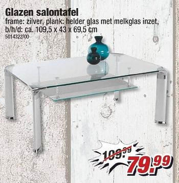 Aanbiedingen Glazen salontafel frame: zilver, plank: helder glas met melkglas inzet - Huismerk - Poco - Geldig van 28/11/2016 tot 04/12/2016 bij Poco