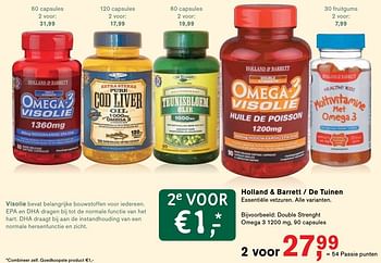 Aanbiedingen Holland + barrett - de tuinen double strenght omega 3 - Huismerk - Essenza - Geldig van 25/11/2016 tot 05/12/2016 bij Holland & Barrett