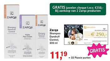 Aanbiedingen Zarqa shampoo dandruff control - Zarqa - Geldig van 25/11/2016 tot 05/12/2016 bij Holland & Barrett