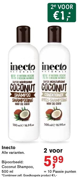 Aanbiedingen Inecto coconut shampoo - Inecto - Geldig van 25/11/2016 tot 05/12/2016 bij Holland & Barrett