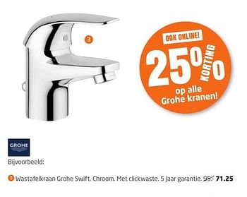 Aanbiedingen Wastafelkraan grohe swift. chroom. met clickwaste - Grohe - Geldig van 27/11/2016 tot 11/12/2016 bij Formido