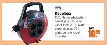 Aanbiedingen Kabelbox - ETM - Geldig van 27/11/2016 tot 11/12/2016 bij Formido