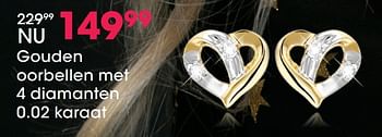Aanbiedingen Gouden oorbellen met 4 diamanten 0.02 karaat - Huismerk - Lucardi - Geldig van 05/12/2016 tot 31/12/2016 bij Lucardi