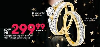 Aanbiedingen Geelgouden ring met diamant ook verkrijgbaar in witgoud - Huismerk - Lucardi - Geldig van 05/12/2016 tot 31/12/2016 bij Lucardi