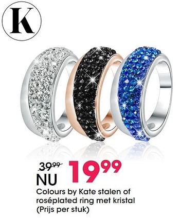 Aanbiedingen Colours by kate stalen of roséplated ring met kristal - Huismerk - Lucardi - Geldig van 05/12/2016 tot 31/12/2016 bij Lucardi