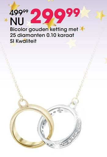 Aanbiedingen Bicolor gouden ketting met 25 diamanten 0.10 karaat si kwaliteit - Huismerk - Lucardi - Geldig van 05/12/2016 tot 31/12/2016 bij Lucardi