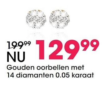 Aanbiedingen Gouden oorbellen met 14 diamanten 0.05 karaat - Huismerk - Lucardi - Geldig van 05/12/2016 tot 31/12/2016 bij Lucardi
