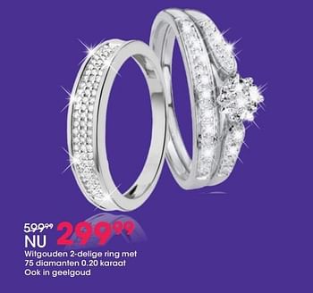 Aanbiedingen Witgouden 2-delige ring met 75 diamanten 0.20 karaat - Huismerk - Lucardi - Geldig van 05/12/2016 tot 31/12/2016 bij Lucardi