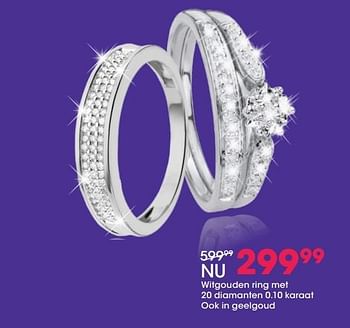 Aanbiedingen Witgouden ring met 20 diamanten 0.10 karaat - Huismerk - Lucardi - Geldig van 05/12/2016 tot 31/12/2016 bij Lucardi