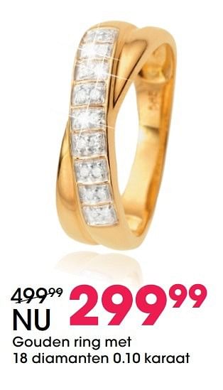 Aanbiedingen Gouden ring met 18 diamanten 0.10 karaat - Huismerk - Lucardi - Geldig van 05/12/2016 tot 31/12/2016 bij Lucardi