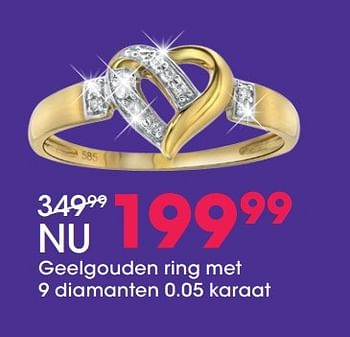 Aanbiedingen Geelgouden ring met 9 diamanten 0.05 karaat - Huismerk - Lucardi - Geldig van 05/12/2016 tot 31/12/2016 bij Lucardi