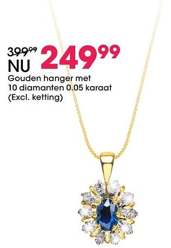 Aanbiedingen Gouden hanger met 10 diamanten 0.05 karaat - Huismerk - Lucardi - Geldig van 05/12/2016 tot 31/12/2016 bij Lucardi