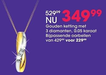 Aanbiedingen Gouden ketting met 3 diamanten, 0.05 karaat - Huismerk - Lucardi - Geldig van 05/12/2016 tot 31/12/2016 bij Lucardi