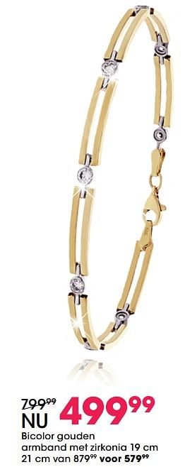 Aanbiedingen Bicolor gouden armband met zirkonia - Huismerk - Lucardi - Geldig van 05/12/2016 tot 31/12/2016 bij Lucardi